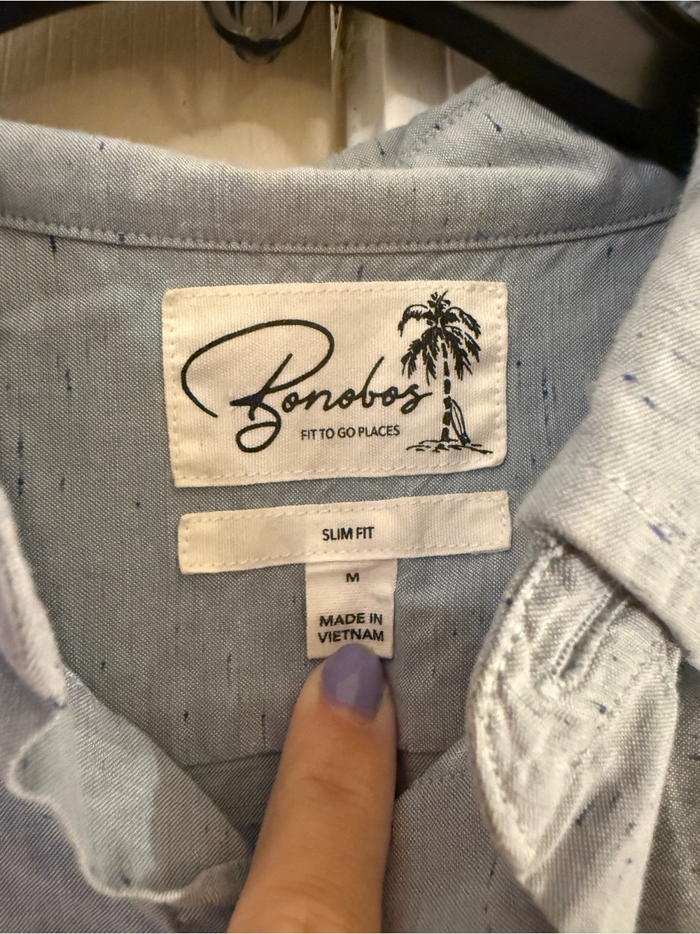 Bonobos Light Blue Short-Sleeve Button-Down Shirt with Subtle Speckle - Picture 3 of 3